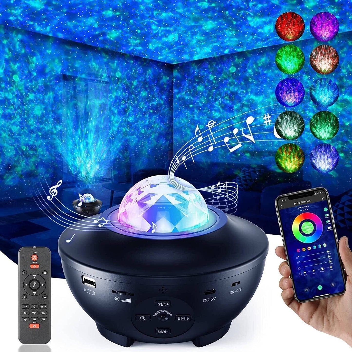 LED Galaxy Starry Night Light Projector Lamp with Speaker