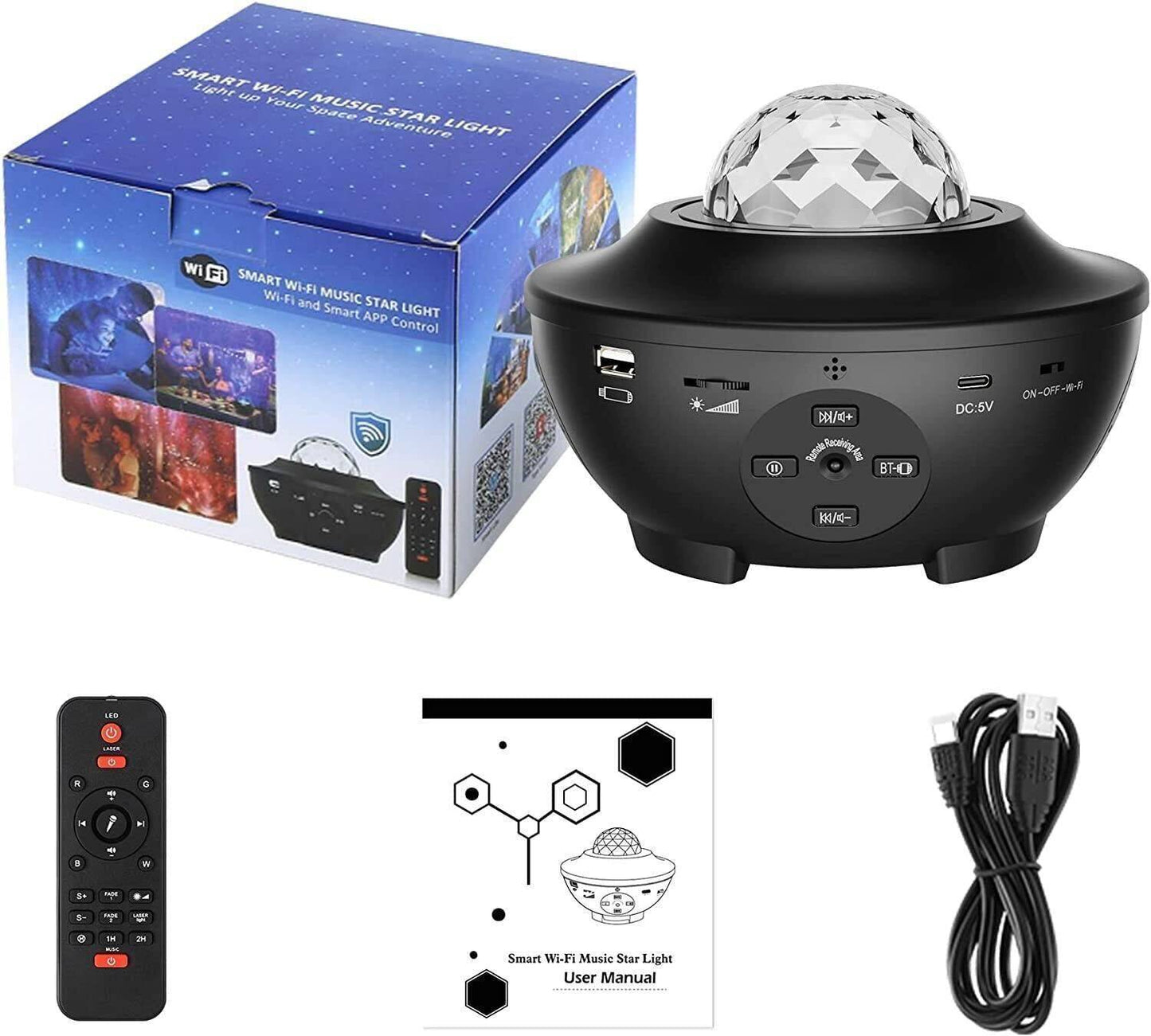 LED Galaxy Starry Night Light Projector Lamp with Speaker