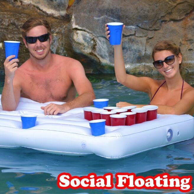 Water Party Air Mattress Pool Inflatable Beer Pong