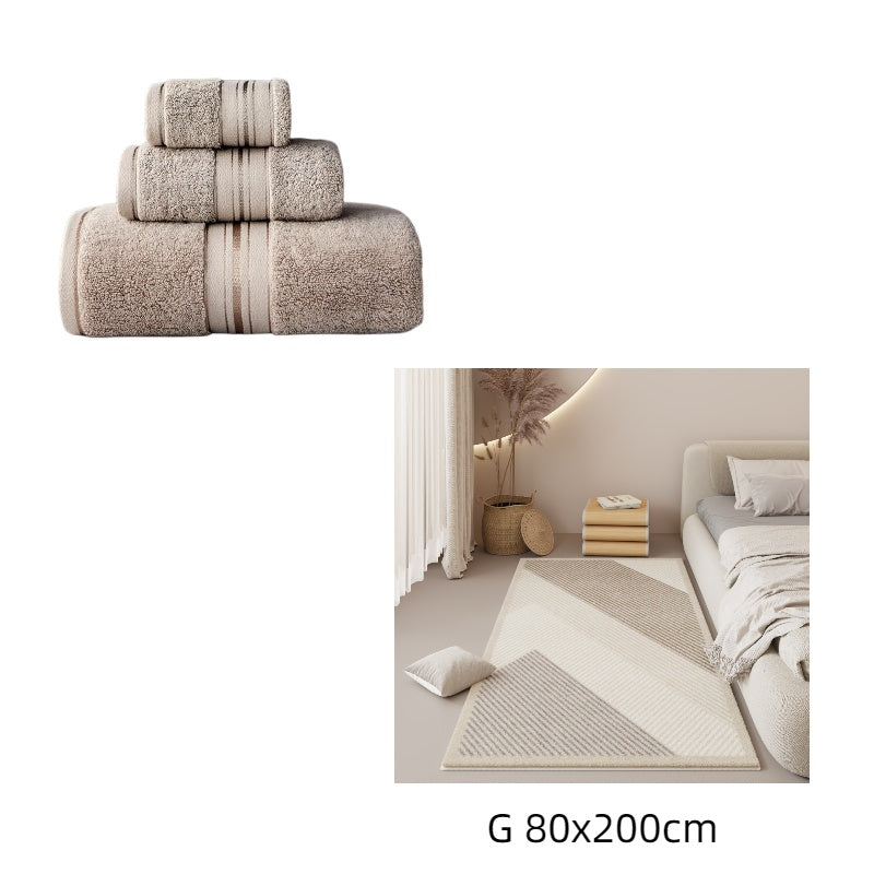 Pure Color Thick Cotton Bath Towel Set Towel