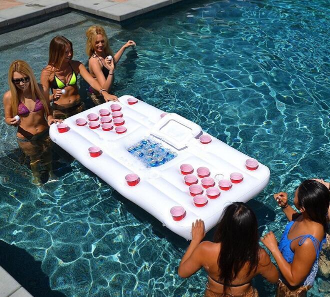 Water Party Air Mattress Pool Inflatable Beer Pong