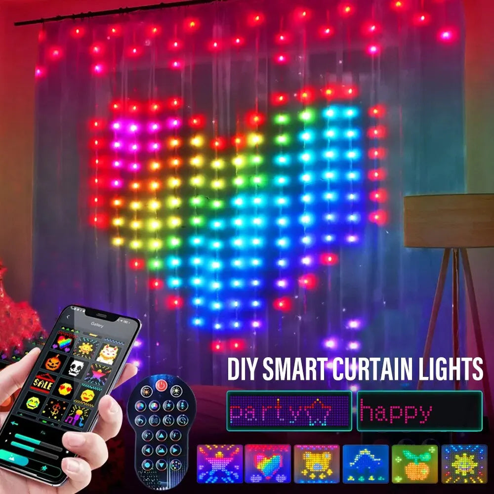 Smart LED RGB Curtain String Lights