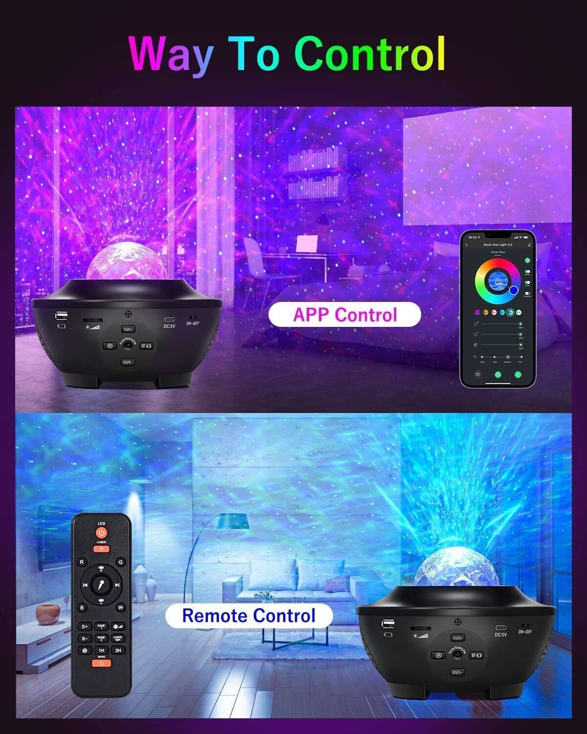 LED Galaxy Starry Night Light Projector Lamp with Speaker