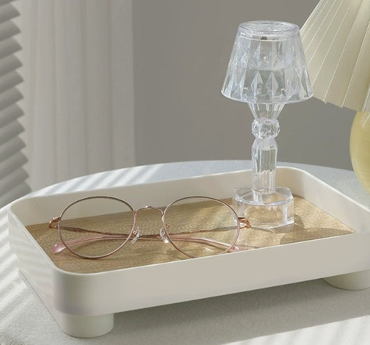 Decorative Tray - White and Wooden