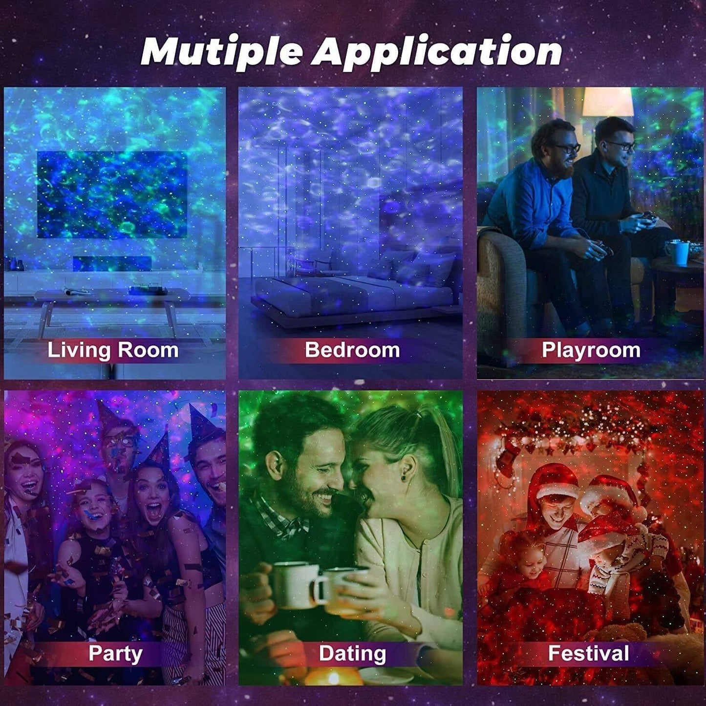 LED Galaxy Starry Night Light Projector Lamp with Speaker