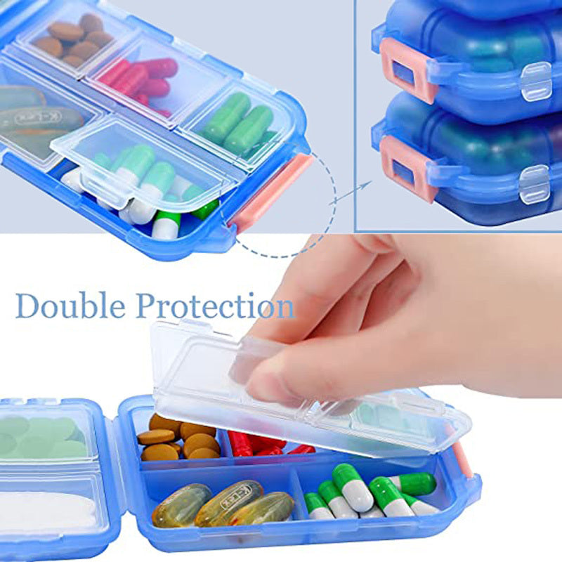 Travel Pill Organizer 10 Grid Portable Container