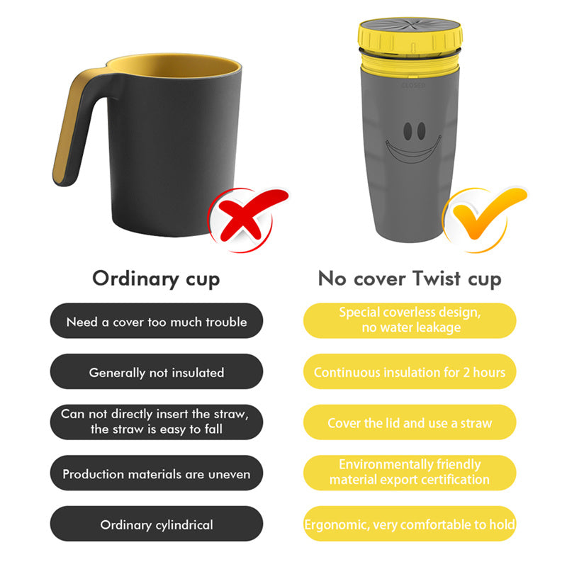 No Cover Twisting Portable Insulation Tumbler